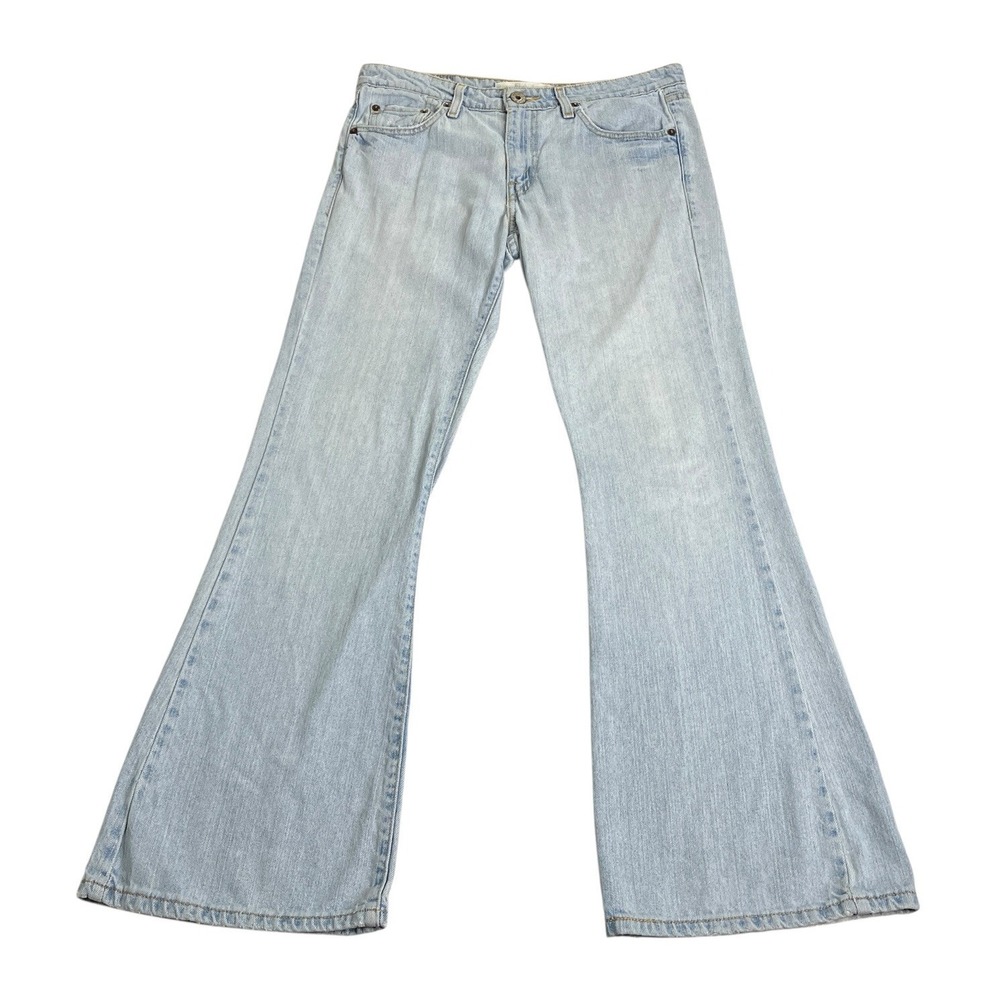 Y2K Levis 519 Flare Jeans Juniors 9 Light Wash Mid Rise Boho Grunge Distressed